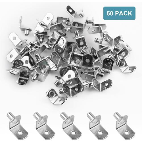 50 Pcs Shelf Pegs Pins，1/4 Inch Upgraded Diameter L-Shaped Perforated Nickel Plated Shelf Pins, Cabinet Shelf Pegs for Shelves, Shelf Support for Bookshelf Kitchen Cabinet Shelf Pegs.