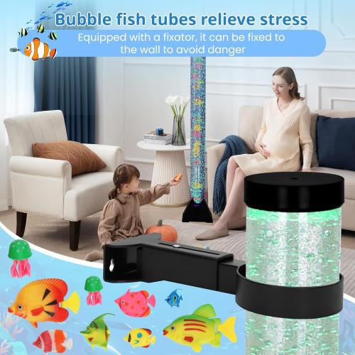 4FT Sensory LED Bubble Tube Lamp with Color-Changing Lights – Soothing Water Bubble Effects for Kids with Autism & ADHD, Stress Relief for Adults, (One Set, Not Five Sets)