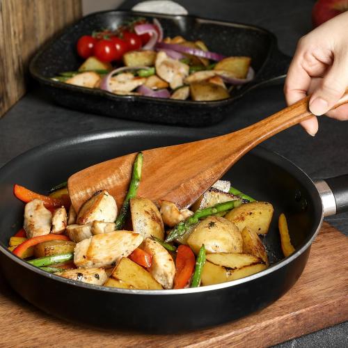 Wooden Spoons for Cooking, **12 Pcs *Teak Wood Kitchen Utensils Set with Spoon Rest - Nonstick Heat Resistant Wooden Cooking Utensils, Natural Healthy Spatula Set for Pots and Pans