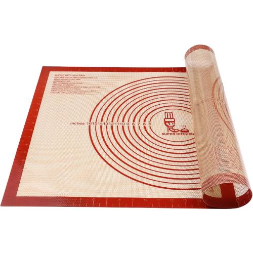 Non-slip Silicone Pastry Mat Extra Large Measurements 28''x 20'' Baking Mat | Silicone Baking Mat Counter Dough Rolling Oven Liner Fondant / Pie Crust Sourdough Bread Supplies - Folksy Super Kitchen Red