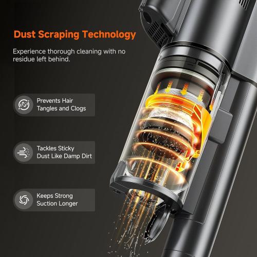 uwant V500 Cordless Vacuum Cleaner with Auto Empty&Auto Dust Scrap System, 7-Layer HEPA Filtration, Anti-Tangle Brush, Stick Vacuum for Pet Hair, Hard Floors, Carpet，Grey