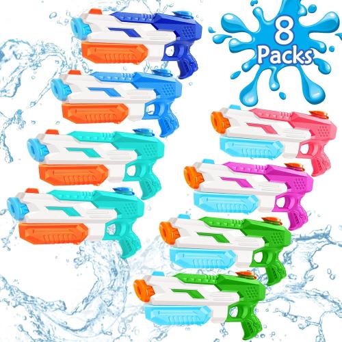 8 Pack Water Gun for Kids Adults: 600cc Squirt Blasters Super Water Gun Soaker with Long Range High Capacity for Boys Girls Summer Swimming Pool Beach Outdoor Water Fighting Play Toys Party Favors