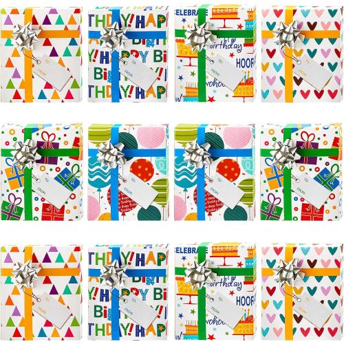Chinco 12 Pcs Gift Card Box with Wrapping Bows Happy Birthday Card Holder