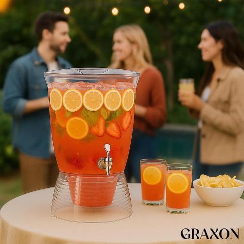 Drink Dispensers for Parties (2.5 Gallon) Large Plastic Water Dispenser for Counter Tops, No Mess, Easy to Assemble & Wash, Up to 40 Drinks