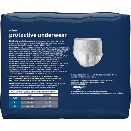 Amazon Basics Unisex Protective Underwear, Overnight Absorbency, Large, 14 Count, (1 Pack of 14)