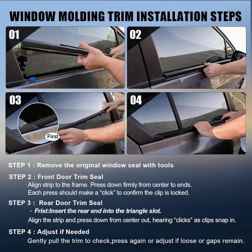 Car Window Weather Stripping Molding Trim Belt,Compatible with Honda Civic 2012-2015 4-Door Sedan,Replace#72450-TR0-A01 72410-TR0-A01 72950-TR0-A01 72910-TR0-A01
