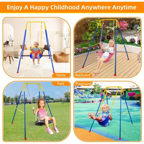 Foldable Swing Stand for Kids, Heavy-Duty Metal Swing Frame for Indoor/Outdoor, Suitable for Most Baby Toddler Swings, Easy to Assemble & Store, Swings not Included (Blue)