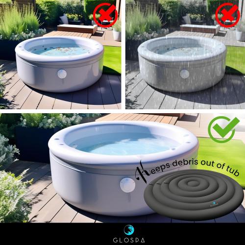 Inflatable Hot Tub Cover Round, One Size Fits All Energy Saving Heat Insulator & Protector, Insulated Thermal Hot Tub Replacement Cover Accessories