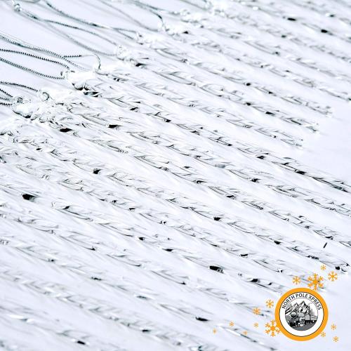 Twisted Clear Glass Icicle Christmas Ornaments for Christmas Trees - Set of 24 Icicles Christmas Tree Decorations - Christmas Tree Ornaments Crystal