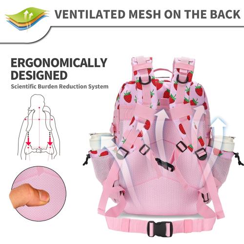 45L Tactical Assault Backpack 3 day assault pack with Molle Waterproof backpack Rucksack for Tactical Backpacks (Strawberry)