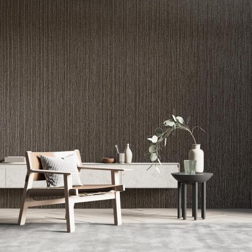 Metallic Dark Grey Brown Silver Grasscloth Textured Wallpaper 20.8x 393.0