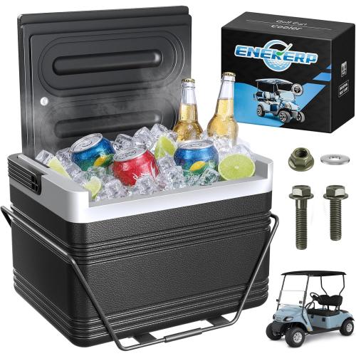 8L Golf Cart Cooler with Mounting Bracket Kit, Golf Cart Ice Chest for Club Car DS, EZGO TXT, and Yamaha G22/G29 Golf Carts, Portable, Long-Lasting Cooling, Easy to Install
