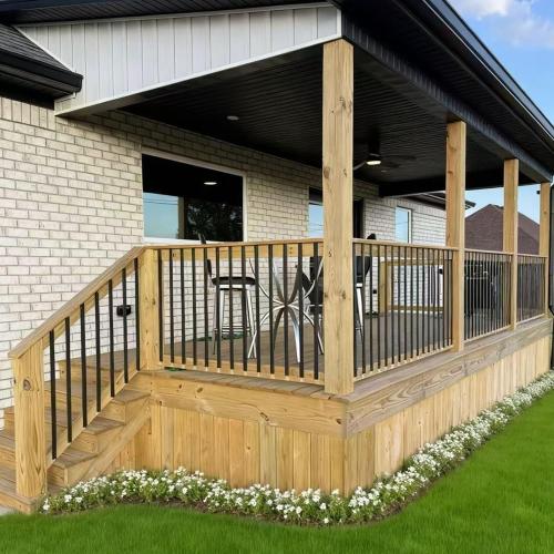 ZONEGRACE 50 Pack Black Aluminum 32.25 Inch Deck Railing Balusters (Rectangle) with End Caps & Stainless Screws, Outdoor Face Mount Metal Spindles for Porch Stair