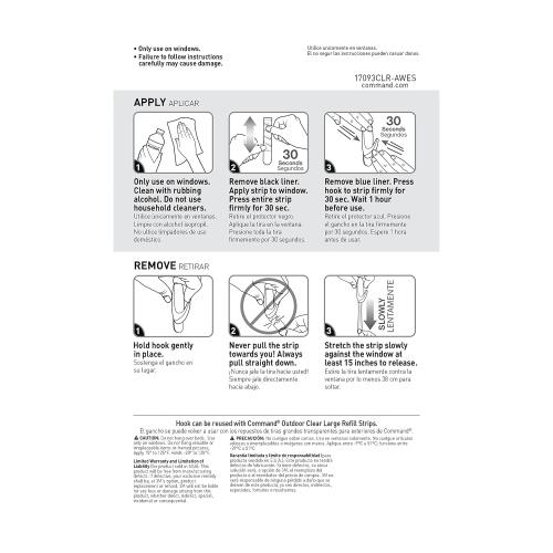 4 packs, Command Outdoor Large Window Hook, Clear, 1-Hook, 2-Strips, Decorate Damage-Free
