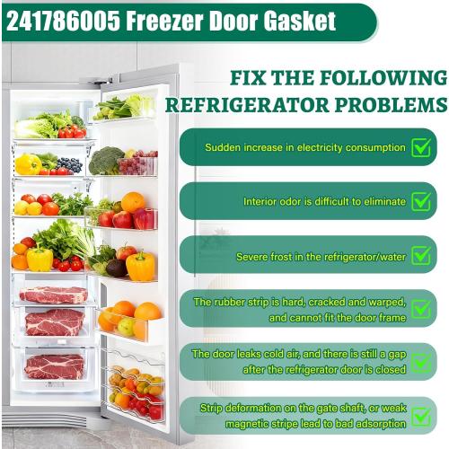 UPGRADED 241786005 241786013 Refrigerator Door Gasket Replacement Compatible with Frigidaire, Kenmore, Crosley Refrigerator Fresh Food Door Seal, Replaces Part Number 241786009 241786001