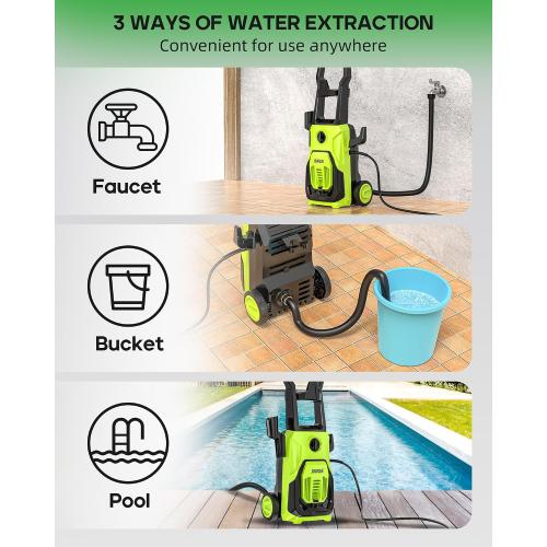 BLACK AND GREEN Electric Pressure Washer 4800 PSI 2.8 GPM, Power Washers Electric Powered with 4 Nozzles and Foam Cannon, High Pressure Cleaner Machine for Cars, Patio, Driveway, Home Cleaning