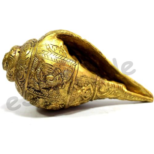 eSplanade Brass Ganesha Carving Shankh Conch Shell | Home Decor | Holy Shankha Sel