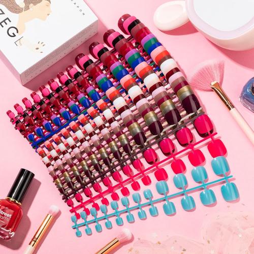 Maitys 576 Pieces 24 Sets Short Press on Toenails for Women Glossy (Classic Colors)
