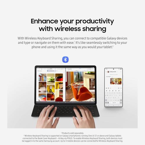 Samsung Galaxy Tab S10 FE  Book Cover Keyboard Slim – AI Key for Galaxy Tab S10 FE , Detachable Platform, PC-Like Experience, Wireless Keyboard Sharing, Black