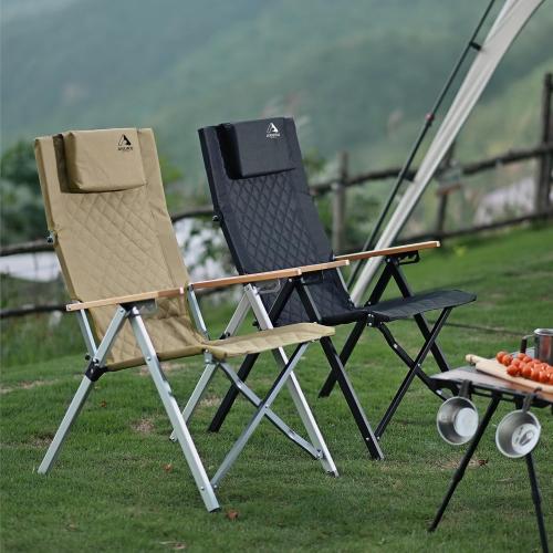 Reclining Camping Chair, Heavy Duty Folding Chairs with 4-Stage Adjustable High Back for Adults, Compact Foldable Outdoor Patio Reclining Chair with Storage Bag (Green, 1 Pack)