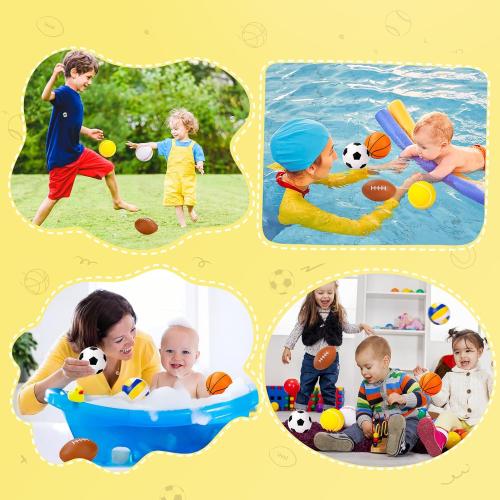 Balls for Toddlers Babies, Soft Baby Toys, 6 Pack 3.5 Foam Balls Kids Sports Set, Small Soccer Basketball Baseball Football Volleyball Tennis, Indoor Outdoor Toys Games Gifts for Boys Girls