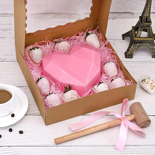 Tcoivs 30-Pack Pie Boxes 10 x 10 x 2.5, Bakery Boxes with Window, Auto-Popup Cookie Boxes for Muffins, Donuts and Pastries (Brown)