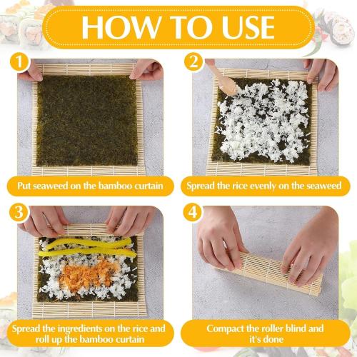 Hoolerry 12 Pcs Sushi Rolling Mat Bulk, Bamboo Sushi Making Roller