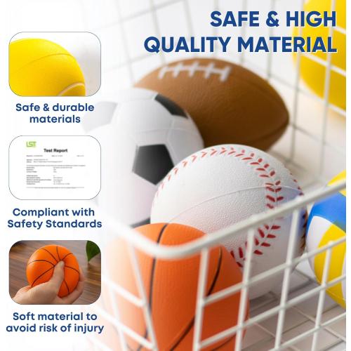 Set Of 6 Mini Sports Foam Balls for Kids, Toddler Ball Toys, Foam Football, Toddler Football, Indoor Baby Soccer, Kids Mini Basketball, Soft Baseball, Volleyball, Small Playground Balls, Baby Ball Toy
