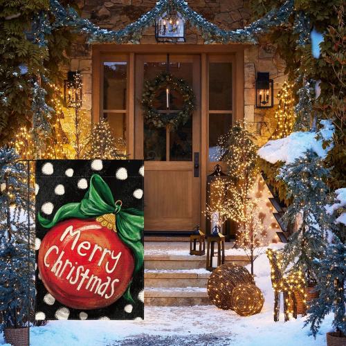 AVOIN colorlife Polka Dot Believe Christmas Garden Flag 12x18 Inch Double Sided, Ornament Baubles Winter Farmhouse Yard Outdoor Decorative Flag