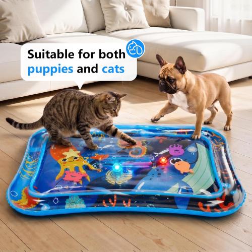 ‼️doesn't come with the 2 attractive balls‼️Thickened Cat Water Sensory Play Mat with 2 Attractive Balls, Cat Water Bed Toy for Cats Dogs Kittens Pets