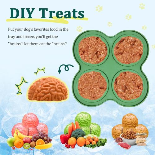 Frozen Treat Toy for Aggressive Chewer, Long-Lasting Interactive Dog Toy to Keep Pup Busy and Reduces Anxiety, DIY Fillable Rubber Treat Toy with Silicone Molds