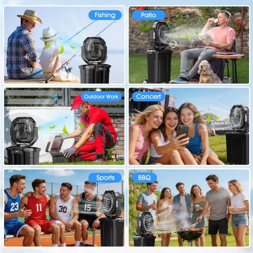 Ausic 5 Gal 12 Portable Misting Fan for Outside Patios, 【Max 62H】 Outdoor Oscillating Rechargeable Battery Fan, Cooling Water Camping Fan with Telescopic Handle/Remote, Summer Essentials