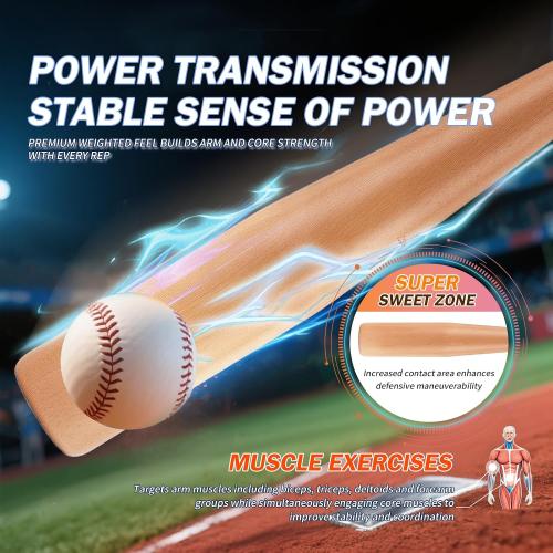 Professional Wood Baseball Bat 21-34 Inch，High-Density Maplewood for High Impact Resistance & Durability, Perfect for Baseball Training & Games