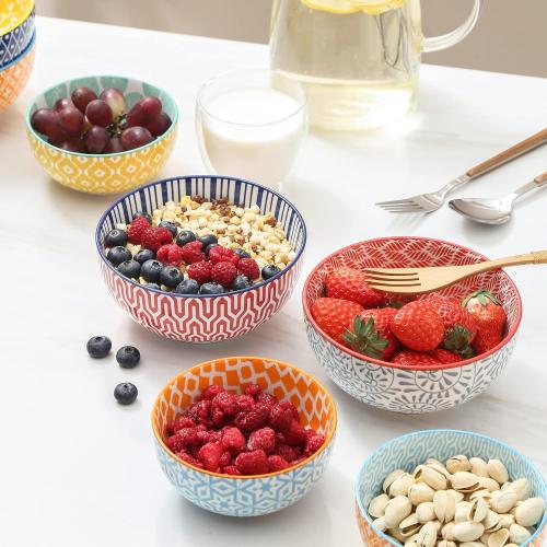 Selamica Ceramic Cereal Bowls Set of 6, 24 Oz Deep Soup Bowls for Kitchen, 5.9 Inch Dessert Bowls for Salad, Pasta, Oatmeal, Ramen, Microwave Dishwasher Safe, Set of 6, Assorted Colors____