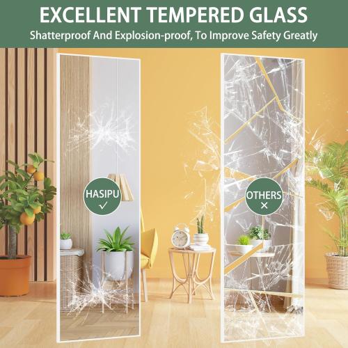 Hasipu Door Mirror Full Length, 51 x 16 Inch Full Body Wall Mirror Over The Door Hanging Mirror for Bedroom, Living Room, Cloakroom