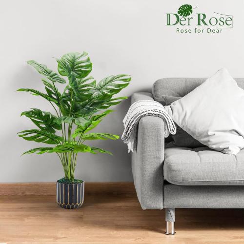 Der Rose 28'' Fake Plants Tall Artificial Monstera Faux Plants Indoor for Living Room Home House Decor