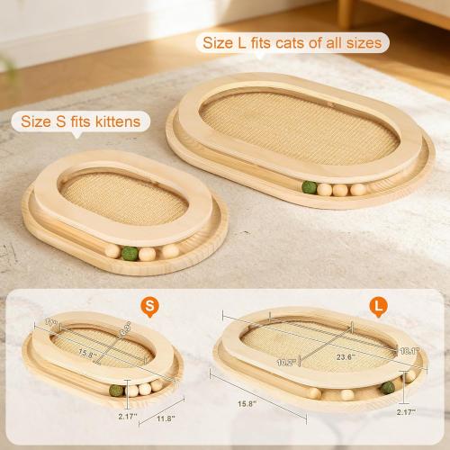 Cat Scratcher, Natural Sisal Cat Scratcher Pad & Interactive Kitten Toy with Ball Track and Catnip Ball for Indoor Hunting, Sleeping Physical Exercise, Puzzle for Small to Large Cats