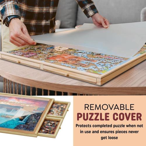 1000 Piece Puzzle Board with Drawers and Cover - 4 Drawers, Wooden Jigsaw Puzzle Table | 30” X 22”| Jigsaw Puzzle Board - Portable Puzzle Tables for Adults and Kids by Beyond Innoventions