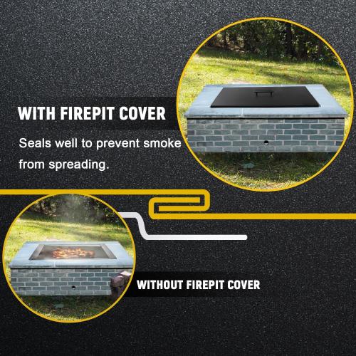 Fire Pit Cover Lid 34 x 34 Square Drop-in Outdoor Fireplace Cover Lid Multiple Sizes and Shapes Available Alloy Steel