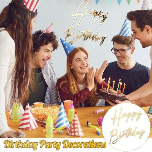 Yousoontic Happy Birthday Sign for Backdrop, 23 x 20 Inch, Classic, Silver
