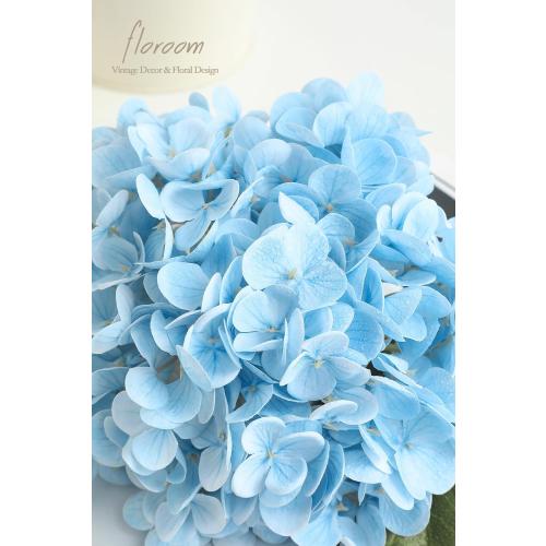4 Pcs Real Touch Sky Blue Hydrangea Artificial Flowers, 20 Full Faux Hydrangea Flowers Fake Flowers for Home Decor Party Floral Arrangements Wedding Bouquets Centerpieces Decorations