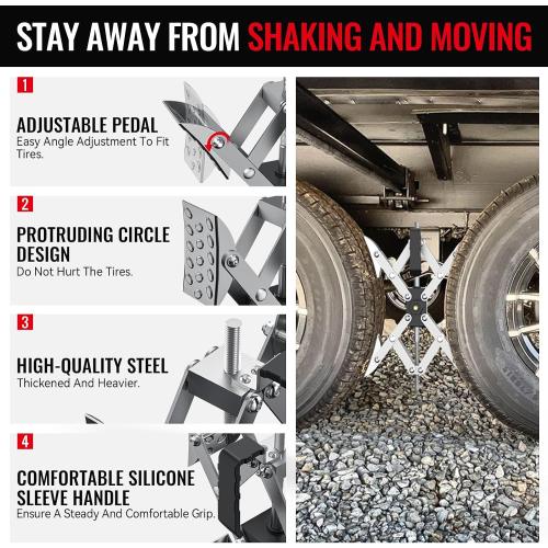 AUH X-Shape Wheel Chocks Stabilizer for RV Travel Trailer Trucks | 2 Pack Silver Dual Axel Camper Wheel Chock Stabilizer for Anti-Motion Tire with Portable Bag and Wrench