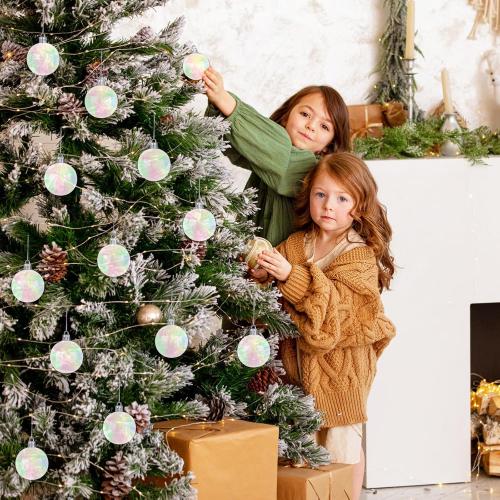 50 PCS Iridescent Ornaments Balls,2.36 Inch Clear Christmas Rainbow Ball,Plastic Hanging Bubble Ornaments Balls for Christmas Tree,Party,Home Decor