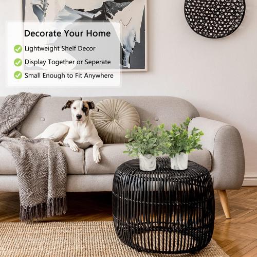 Hollyone Faux Plants Indoor Artificial Mini Potted Plants Plastic Green Plant Small Fake Plants Eucalyptus Decor in Pots for Home Table Room Bathroom Decor