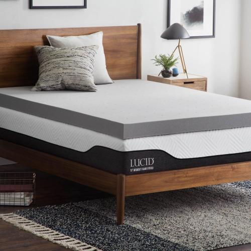 Lucid 4 Inch Bamboo Charcoal Infused Memory Foam Mattress Topper - Twin Size – Moisture and Odor Control - Ventilated - Ultra Plush Feel, Pressure-Relief Bed Topper – CertiPur Certified