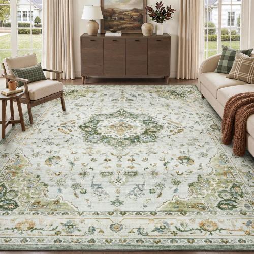 PADOOR Area Rug,Rugs for Living Room,Soft Green Rugs for Bedroom,Machine Washable Rugs Non Slip Carpet,Rug for Dining Room Living Room Bedside Office