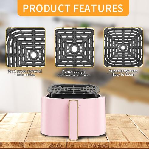 Air Fryer Grill Pan for Chefman 6QT Paris Hilton 6 Quart 8 in 1 Air Fryer, 8.85×8.2'' Food Grade Nonstick Replacement Rack Parts Tray Grill Crisper Plate for Paris Hilton Air Fryer, Dishwasher Safe