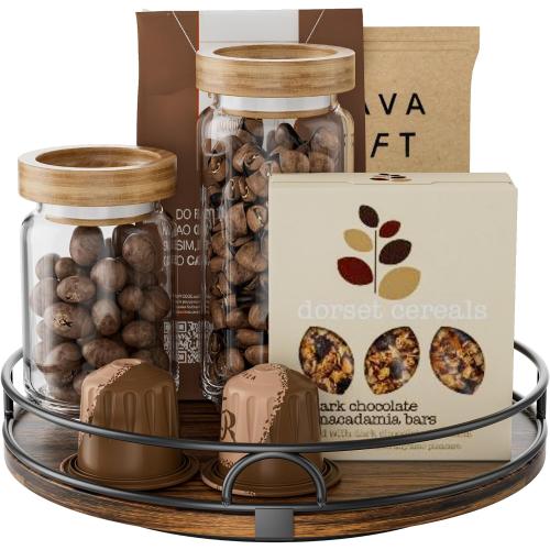 LAMU 11'' Rotating Lazy Susan Organizer, Wooden Lazy Susan Turntable
