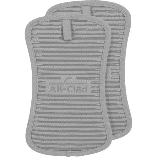 Pack of 2, All-Clad Premium Pot Holder & Hot Pad: Heat Resistant up to 500 Degrees - 100% Cotton, 10x6.25 Hot Pad for Kitchen and Barbeque, 2-Pack, Titanium