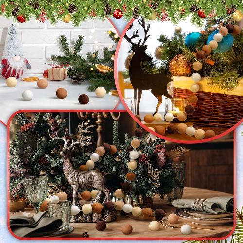 Buryeah 100 Pcs Christmas Wool Felt Balls Christmas DIY Garland Felt Balls for Crafts Hanging Decorations for Home and Party (Brown)